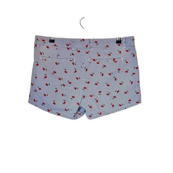 Women's Bebop Striped Blue White Shorts with Red Cherry Pattern Size 9 Midrise - Picture 2 of 6